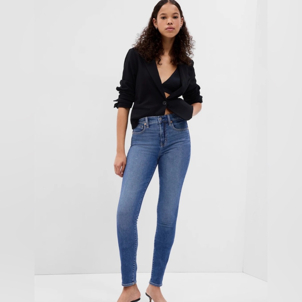 NWT GAP High Rise Wide Leg Denim Denim, Size 25R, MEDIUM indigo